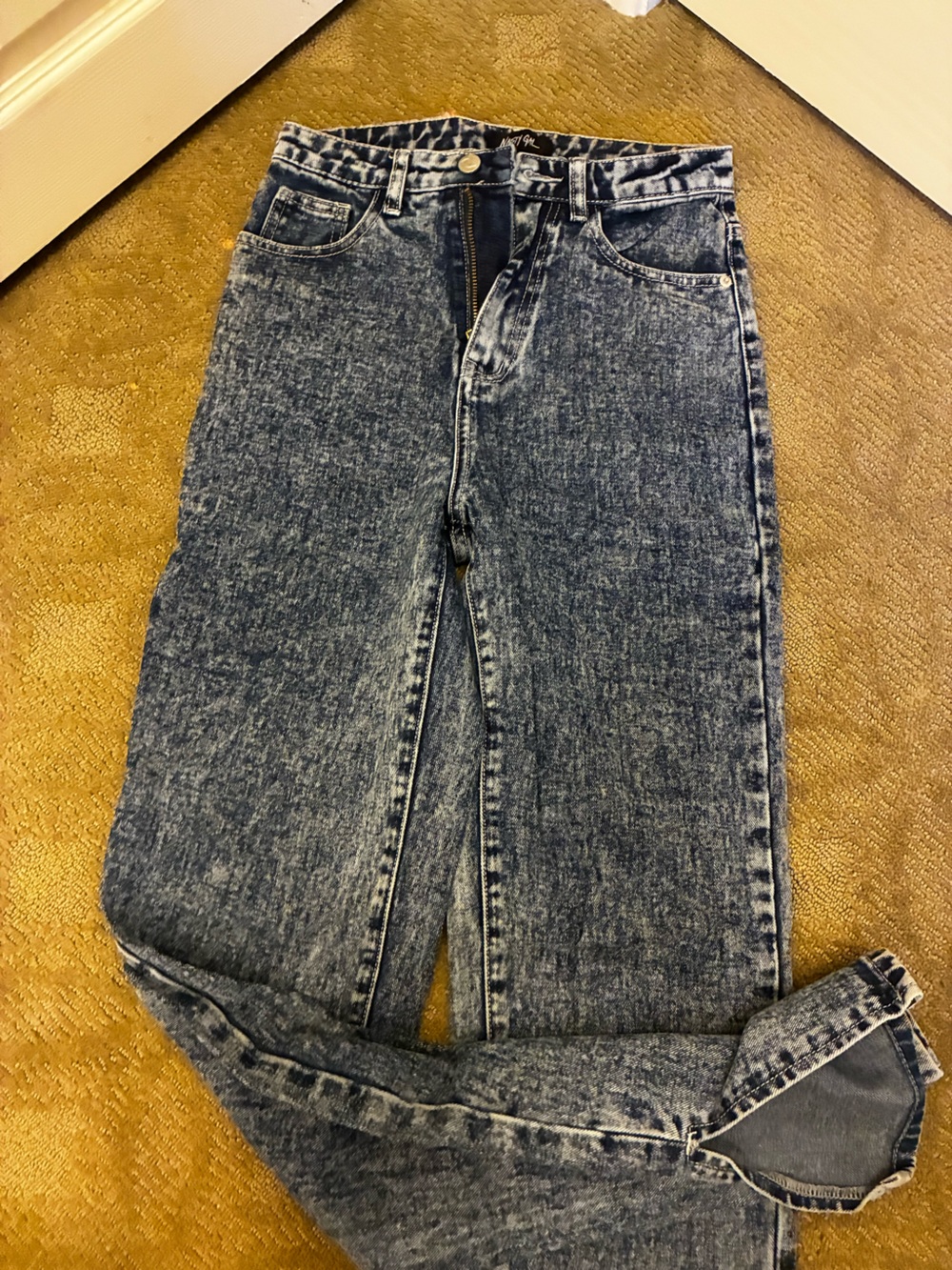 Nasty Gal Women’s Acid-Wash Blue Straight Jeans
